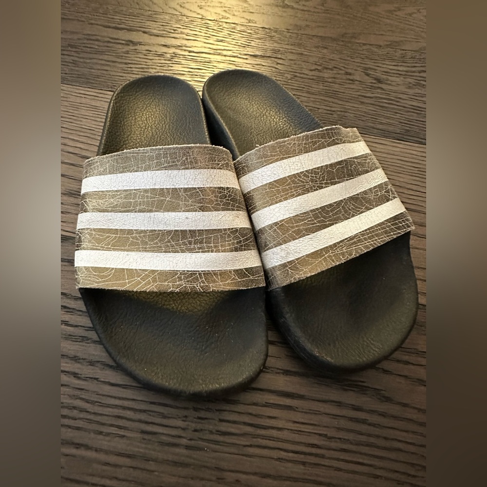 Women’s Adidas Gold Leather Slides